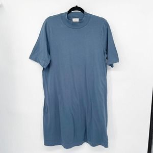 Anthropologie t.la Heidi Shirt Dress Size L Blue Mock Neck Short Sleeve Pullover